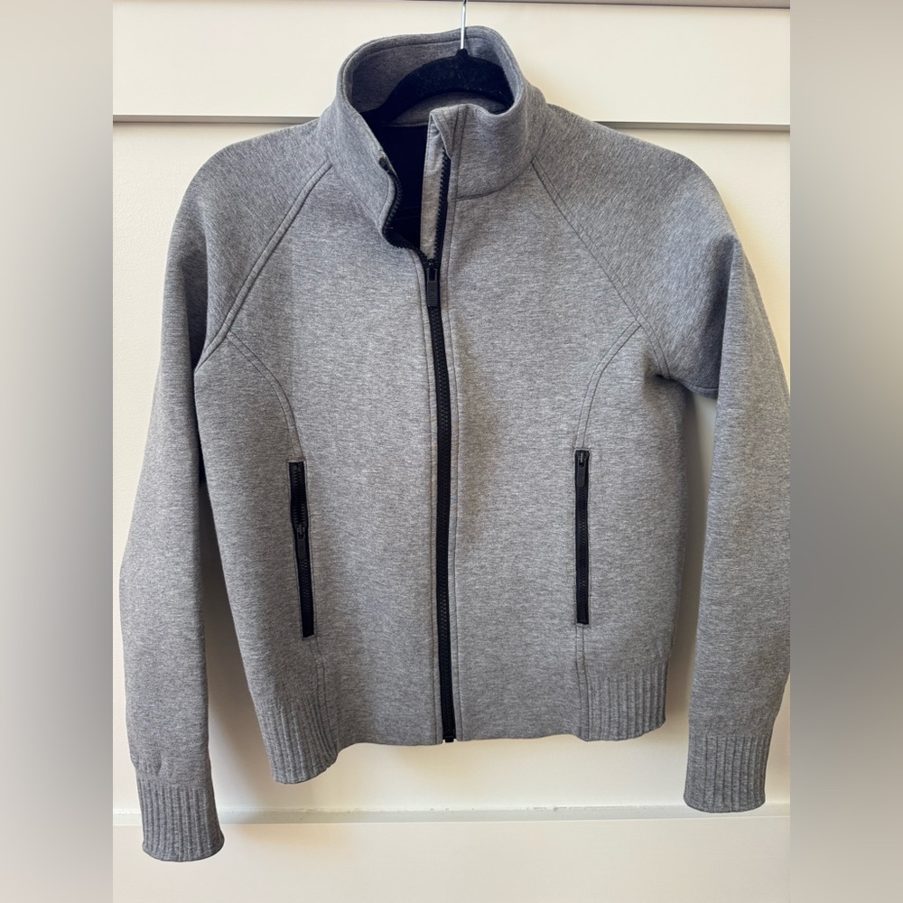 Lululemon Jacket NTS Zip Up High Neck Cotton Heathered Grey and Black Size 6